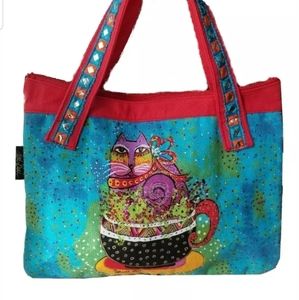Vintage 90'sLaurel Burch Cat Zip Purse Laptop Tote